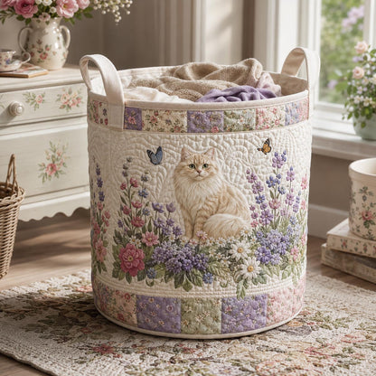 Lavender Whiskers Quilted Laundry Basket NCU0DV2340