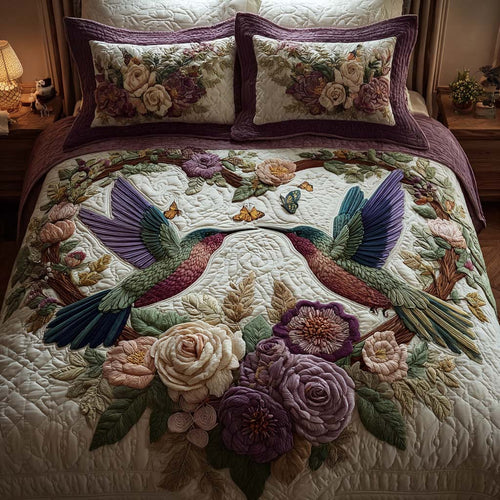 Lavender Wings 3-Piece Quilted Bedding Set NCU0DQQ0131