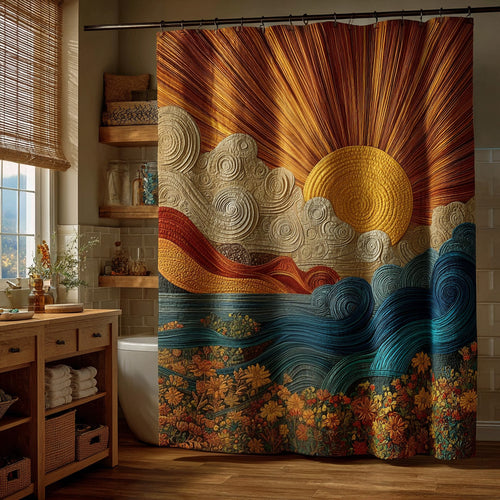 Layered Sunset Bands Shower Curtain NCU0LDH860