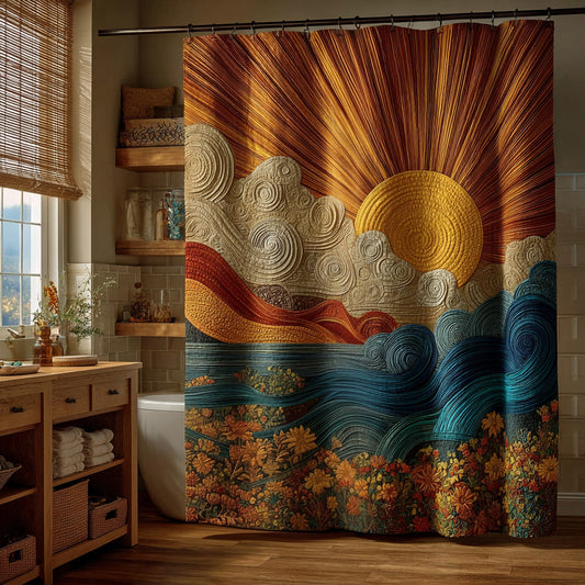 Layered Sunset Bands Shower Curtain NCU0LDH860
