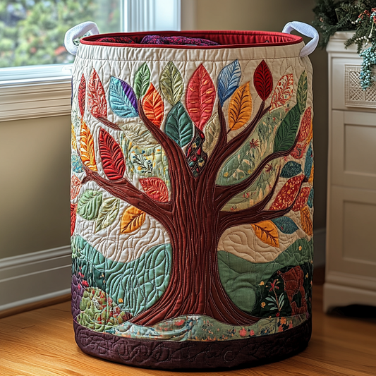 Leaf Circle Quilted Laundry Basket NCU0DDK1008