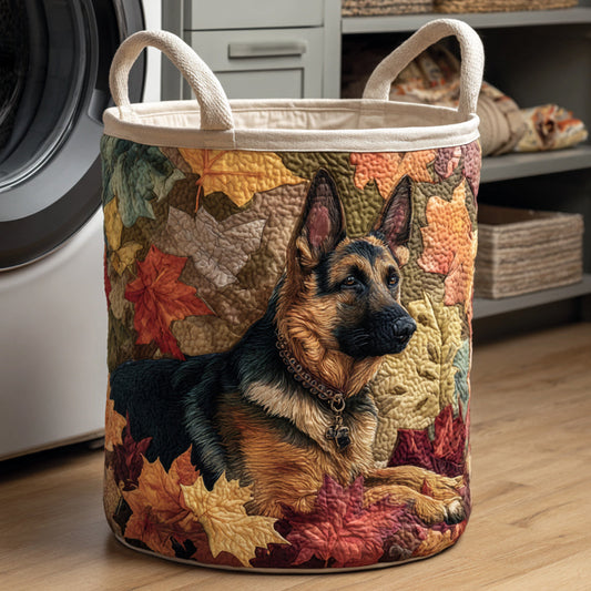 Leaf Pile German Shepherd Quilted Laundry Basket NCU0HNH064