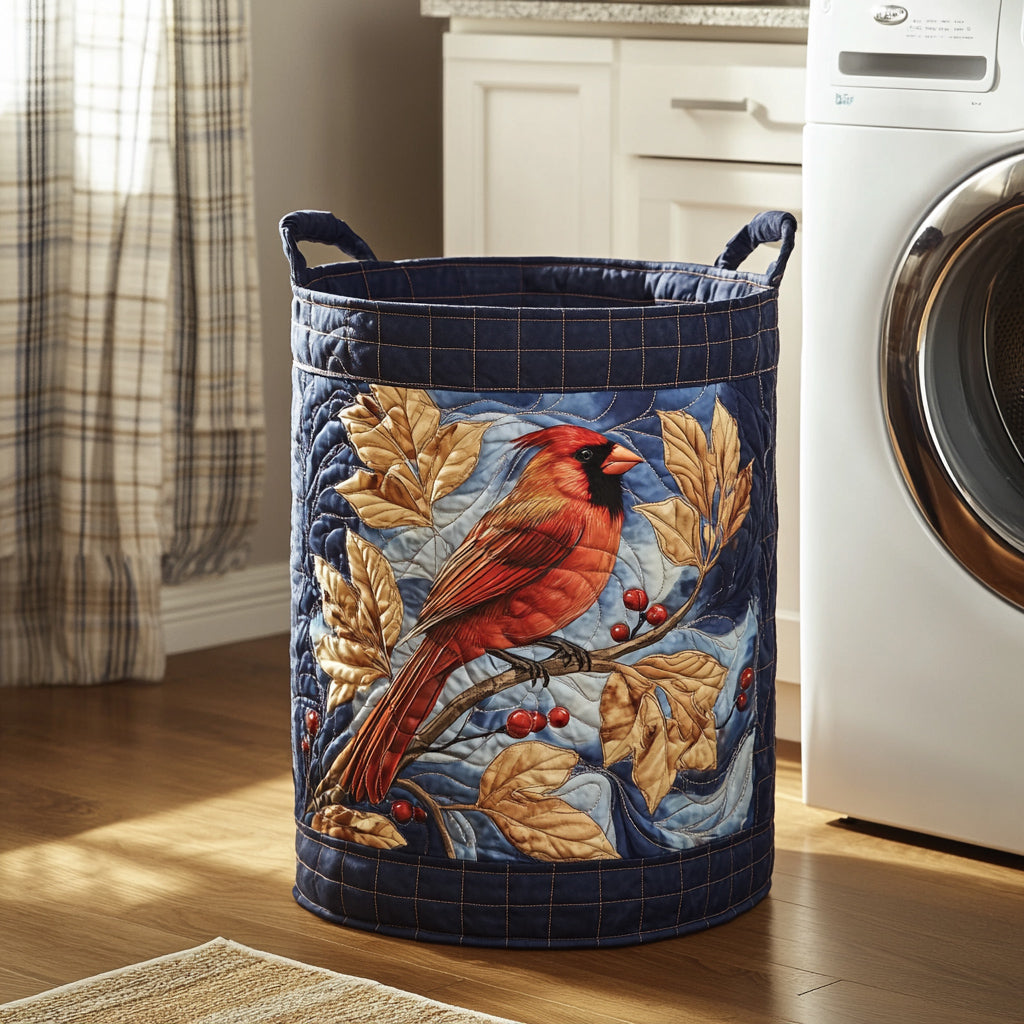 Leafy Cardinal Quilted Laundry Basket NCU0HNH009