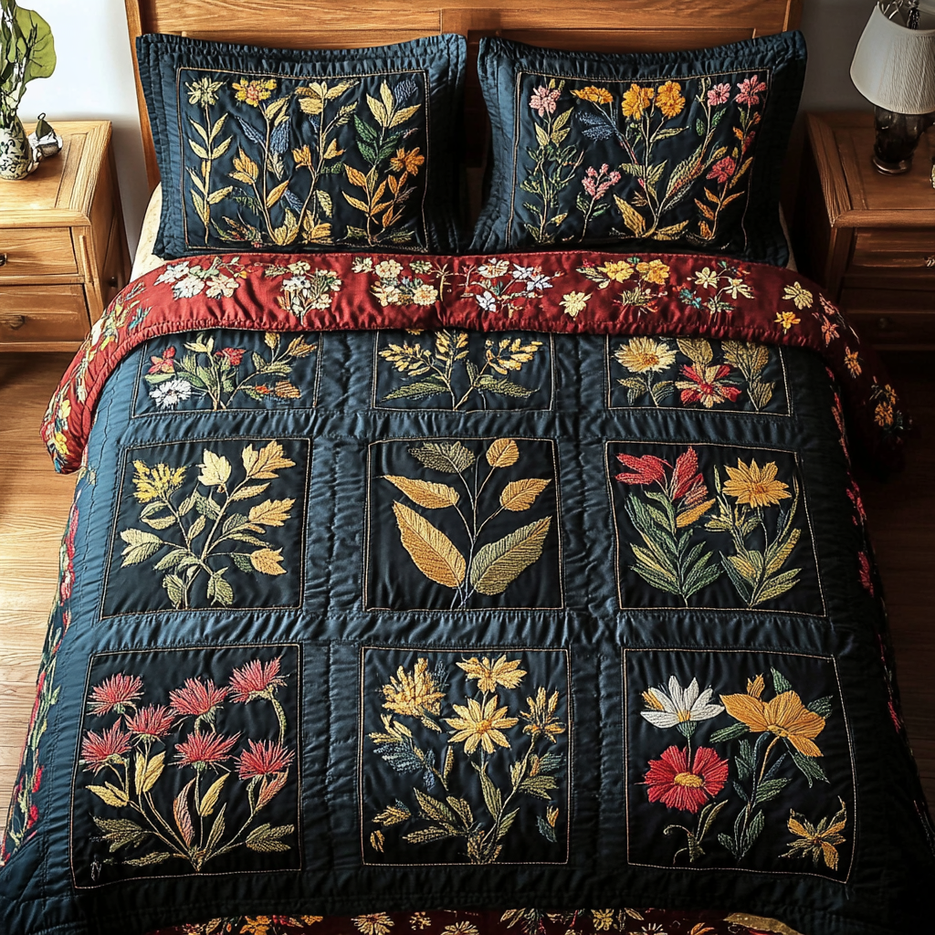 Leafy Touch 3-Piece Quilted Bedding Set NCU0DDK476