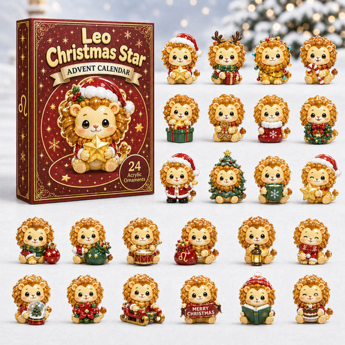 CHRISTMAS KICKOFF 40% OFF - Leo Christmas Star Advent Calendar 2026 - 24-Day Festive Countdown, Acrylic Charms Blind Box - Gift For Astrology Lovers AC0HA199