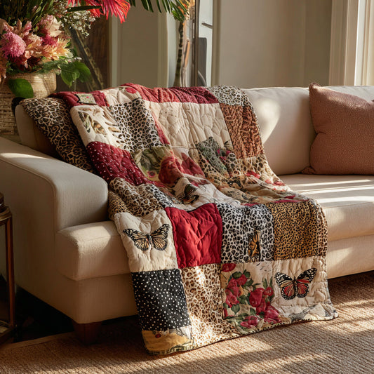 Leopard Rose Quilted Blanket NCU0LDH270