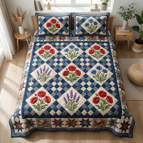 Liberty Bloom 3-Piece Quilted Bedding Set NCU0NTD1825
