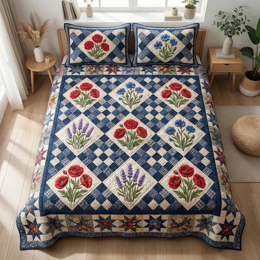 Liberty Bloom 3-Piece Quilted Bedding Set NCU0NTD1825