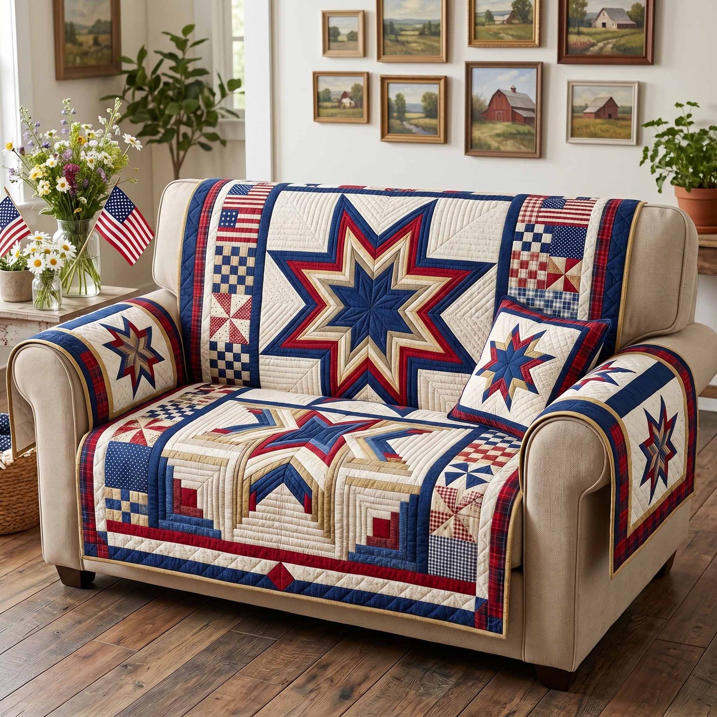 Liberty Burst Quilted Sofa Cover NCU0NXD1893