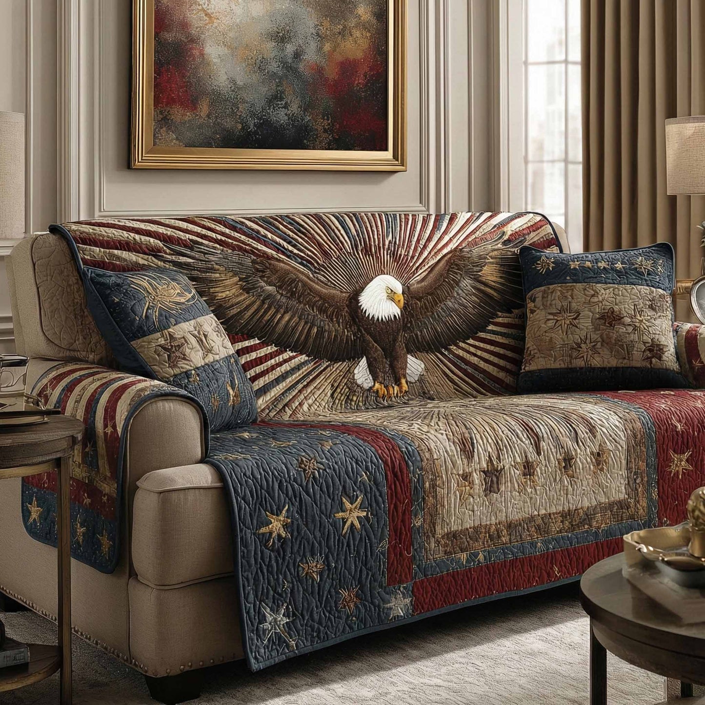 Liberty Crest Quilted Sofa Cover NCU0NXD1573