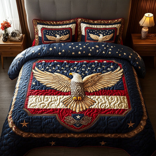 Liberty Eagle 3-Piece Quilted Bedding Set NCU0NTD1754