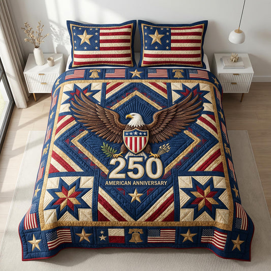Liberty Eagle 3-Piece Quilted Bedding Set NCU0NTD1820