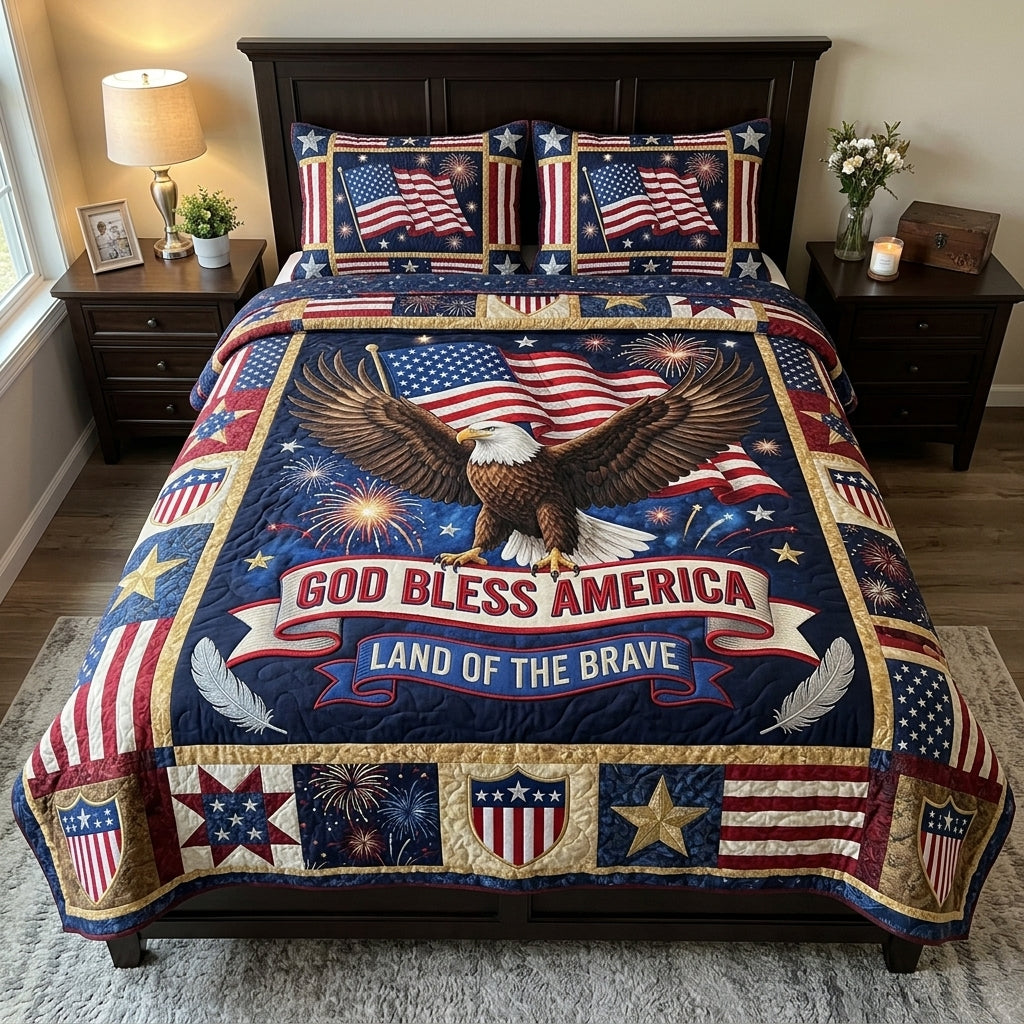 Liberty Flame 3-Piece Quilted Bedding Set NCU0DV2177