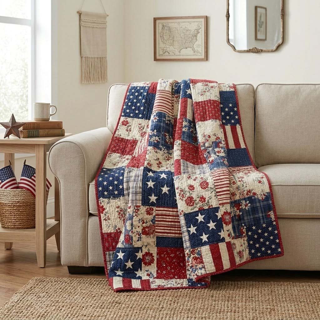 Liberty Floral Patchwork Quilted Blanket NCU0DQQ0533