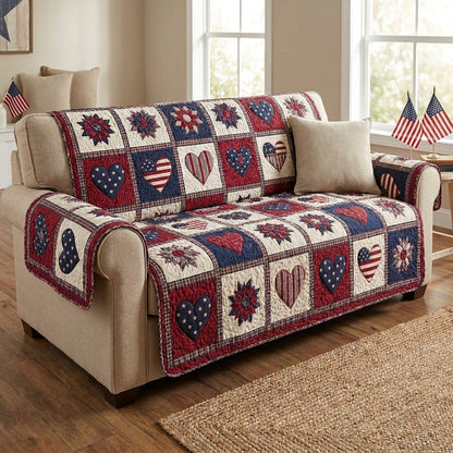 Liberty Hearts Quilted Sofa Cover NCU0NTV1083