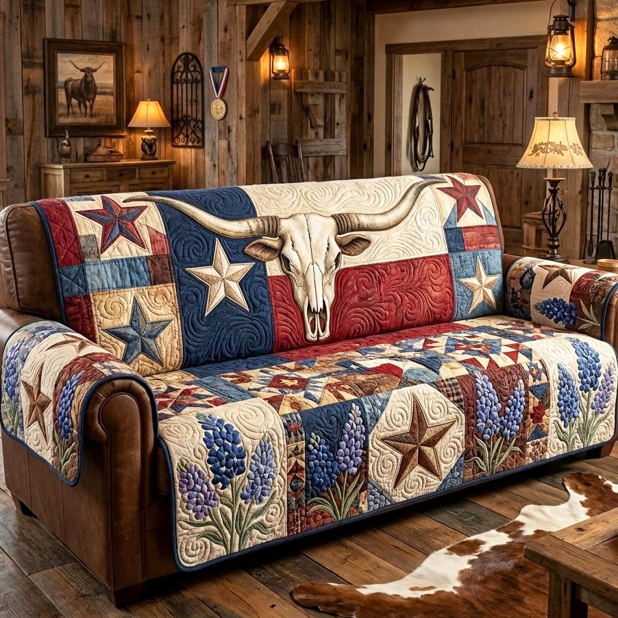 Liberty Longhorn Quilted Sofa Cover NCU0NTV1119