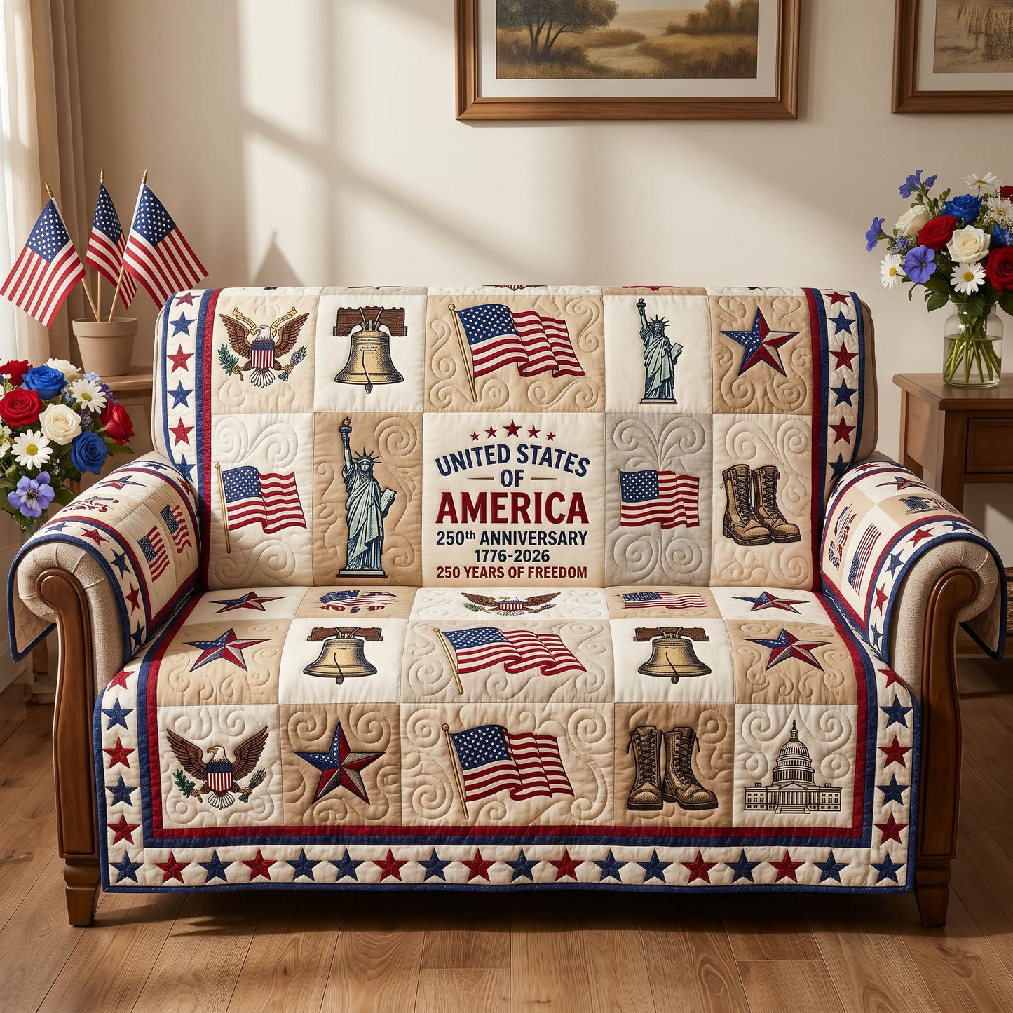 Liberty Patch Quilted Sofa Cover NCU0NTD1909