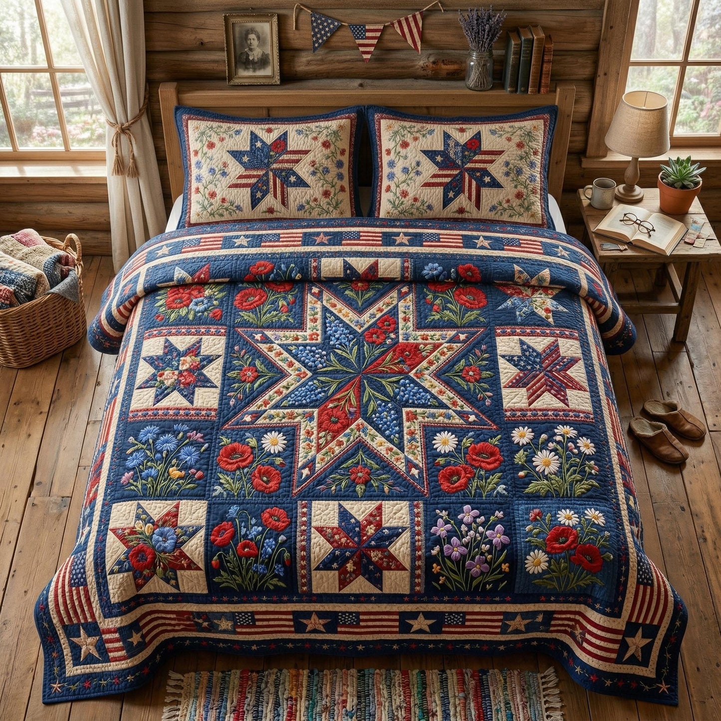 Liberty Star 3-Piece Quilted Bedding Set NCU0NTD1813