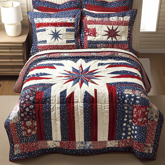 Liberty Star 3-Piece Quilted Bedding Set NCU0NVH896
