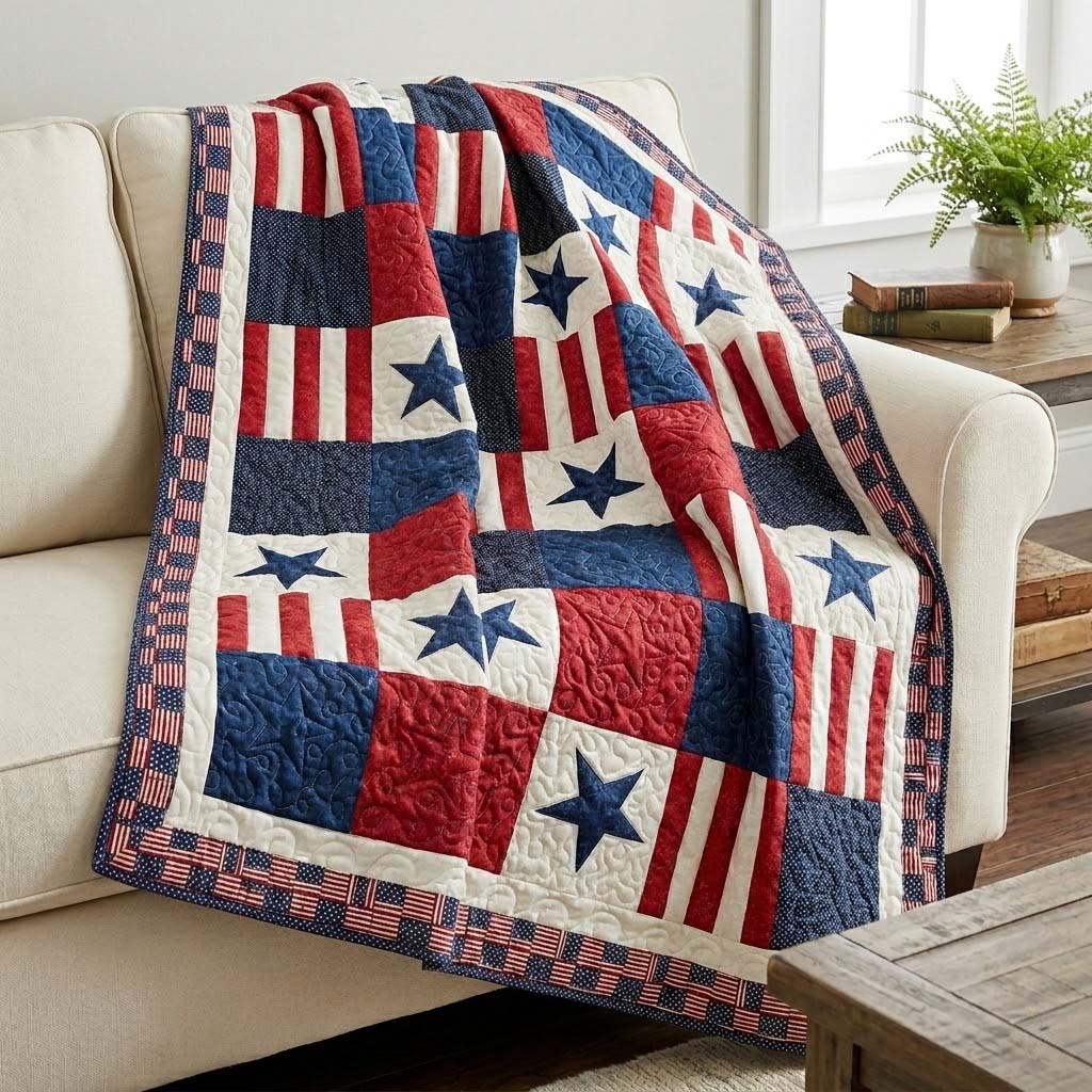 Liberty Star Patchwork Quilted Blanket NCU0DQQ0544