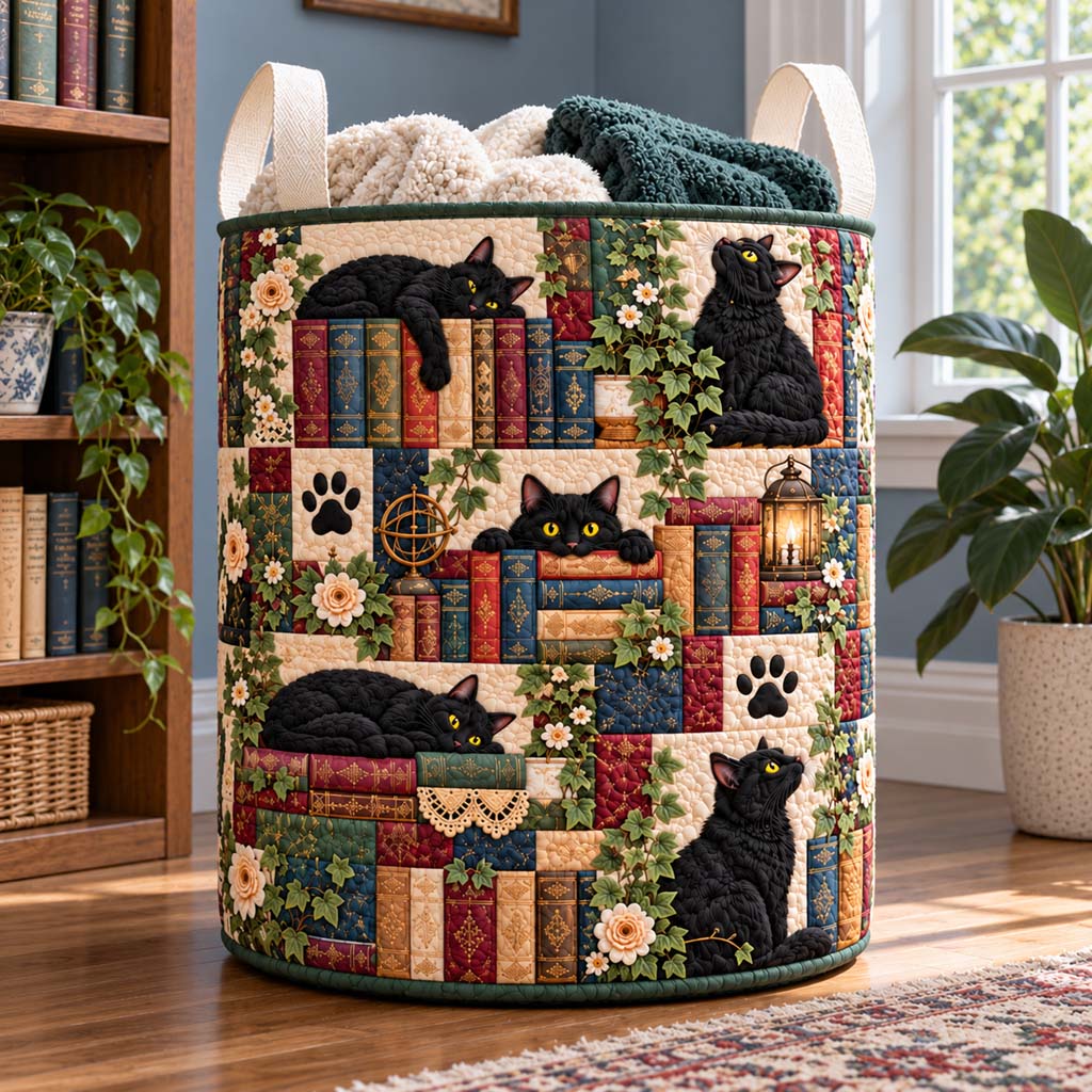 Library Reading Nook Quilted Laundry Basket NCU0HNH1364