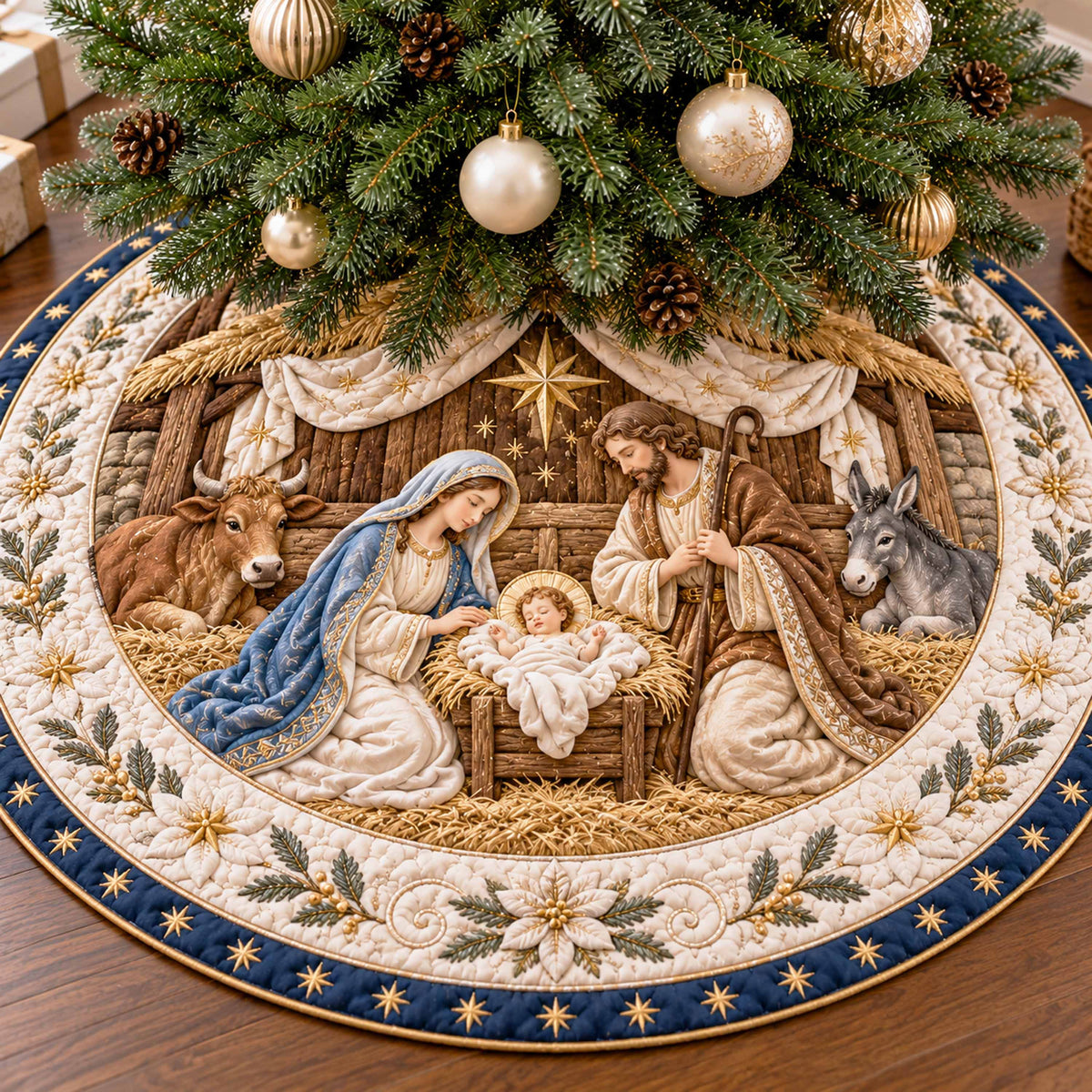 Light of Bethlehem Christmas Quilted Tree Skirt NCU0NTD2292