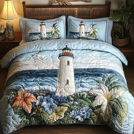 Lighthouse Bloom 3-Piece Quilted Bedding Set NCU0NVH654