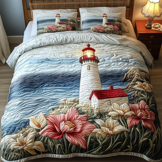 Lighthouse Garden 3-Piece Quilted Bedding Set NCU0NVH657