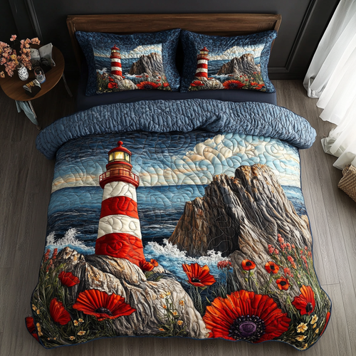 Lighthouse Haven 3-Piece Quilted Bedding Set NCU0DDK113