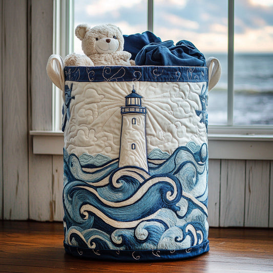 Lighthouse Horizon Line Quilted Laundry Basket NCU0NNT1271