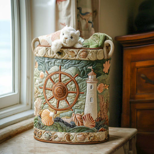 Lighthouse Morning Calm Quilted Laundry Basket NCU0NNT1272