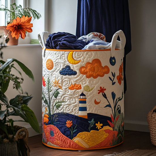 Lighthouse Night Quilted Laundry Basket NCU0DDK733