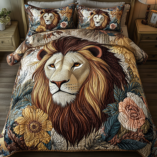 Lion Emblem 3-Piece Quilted Bedding Set NCU0VH324