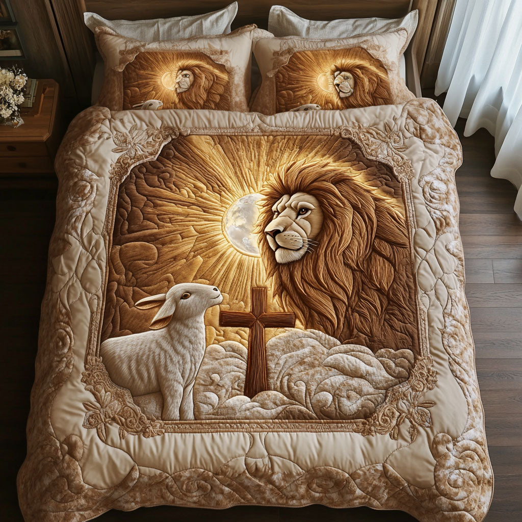 Lion and Lamb Light 3-Piece Quilted Bedding Set NCU0NNT310