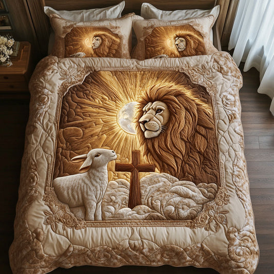Lion and Lamb Light 3-Piece Quilted Bedding Set NCU0NNT310