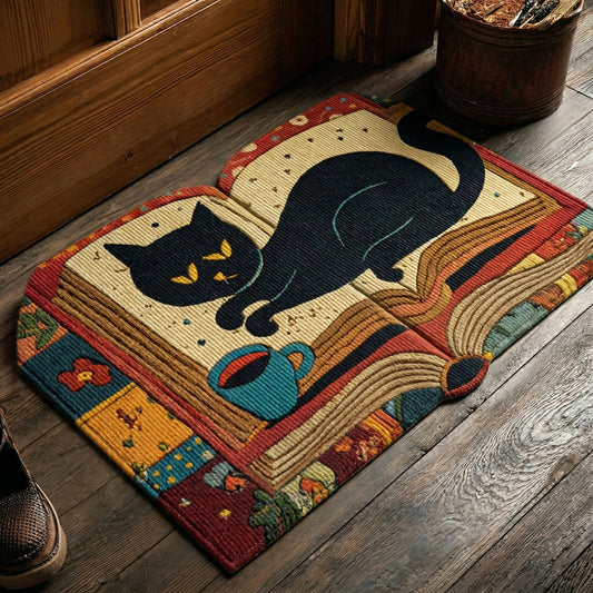 Literary Cat Nap Custom Shape Doormat NCU0PTT3063