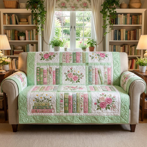 Literary Haven Quilted Sofa Cover NCU0DV2057