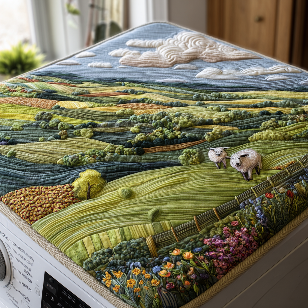 Little Sheep Field Quilted Washer and Dryer Cover NCU0DV808