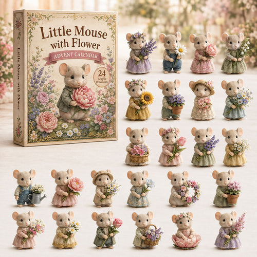 CHRISTMAS KICKOFF 40% OFF - Little Mouse With Flower Advent Calendar 2026 - 24-Day Festive Countdown, Acrylic Charms Blind Box - Gift For Mouse Lovers AC0TH117