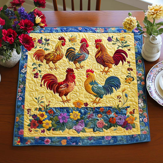 Little Rooster Quilted Table Topper NCU0NNT1092
