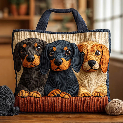 Little Watchful Dachshunds Quilted Tote Bag NCU0LDH111