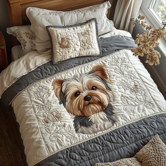 Little Yorkie 3-Piece Quilted Bedding Set NCU0DV433