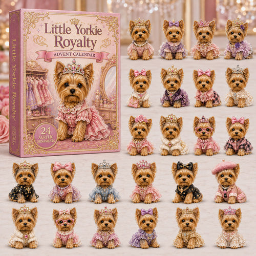CHRISTMAS KICKOFF 40% OFF - Little Yorkie Royalty Advent Calendar 2026 - 24-Day Festive Countdown, Acrylic Charms Blind Box - Gift For Yorkshire Terrier Lovers AC0NT062