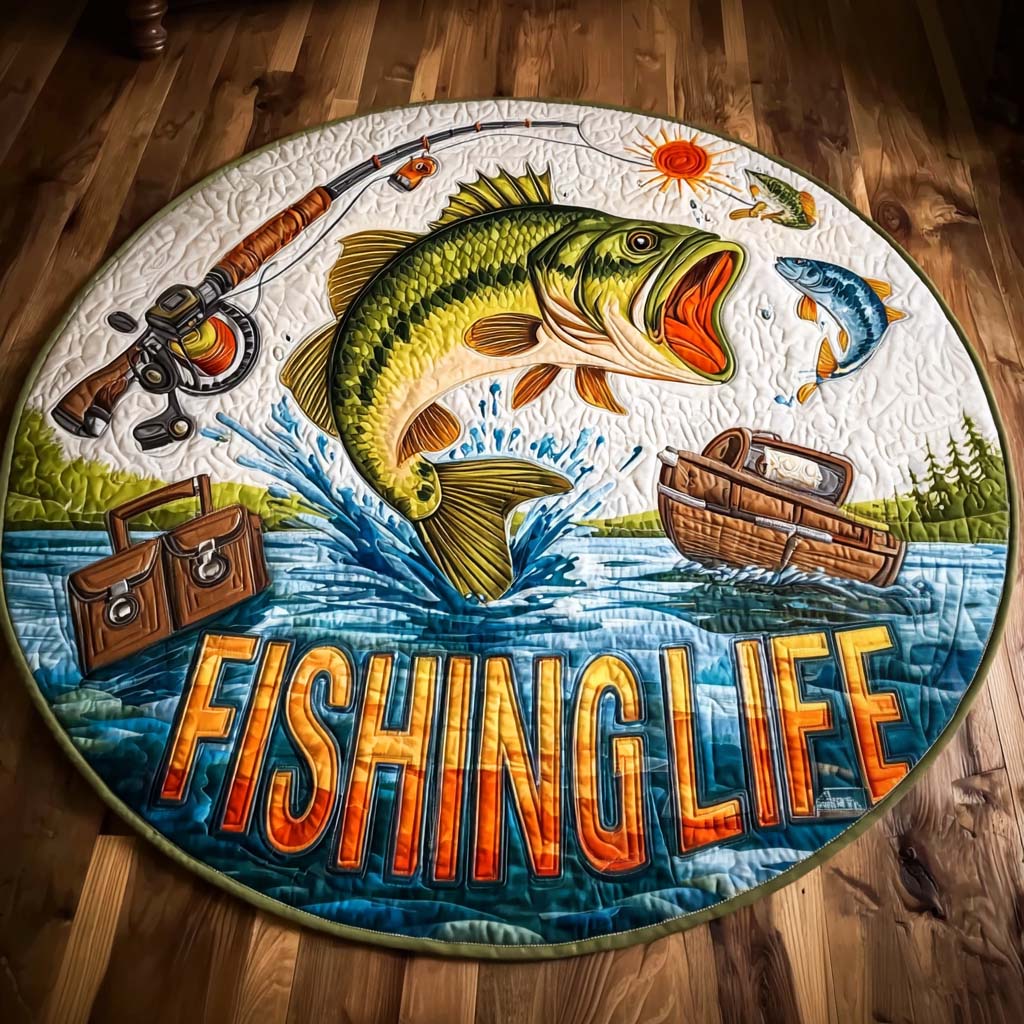 Fishing Quilted Round Mat NCU0QN046