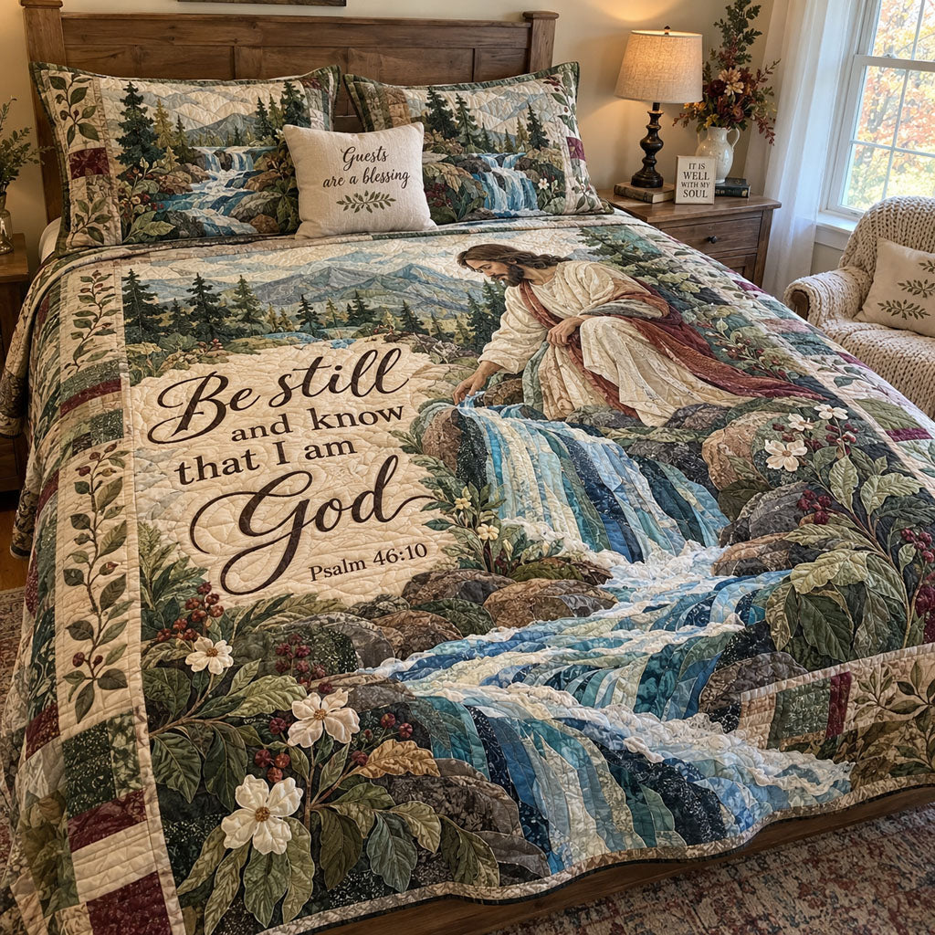 Living Waters 3-Piece Quilted Bedding Set NCU0PTT3500