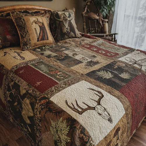 Lodge Antlers 3-Piece Quilted Bedding Set NCU0PTT2421