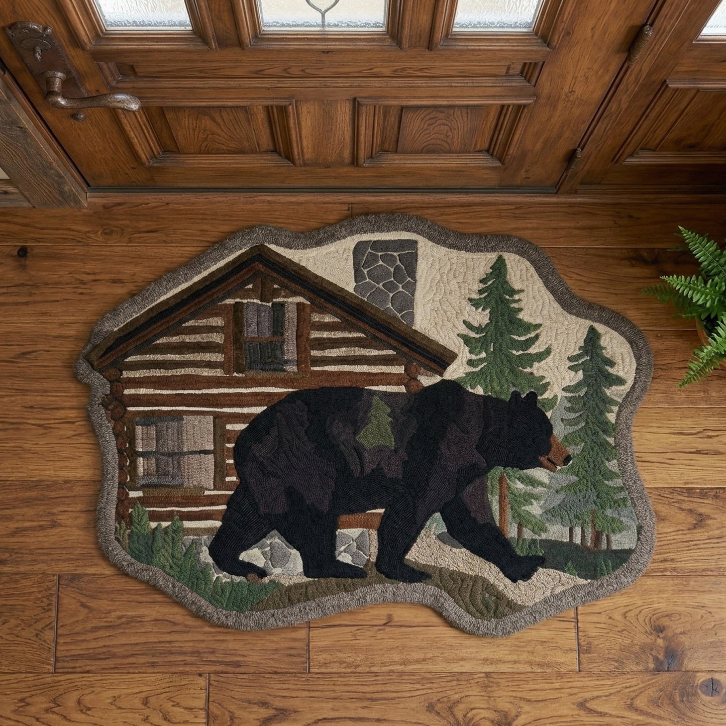 Lodge Bear Custom Shape Doormat NCU0NNT3127
