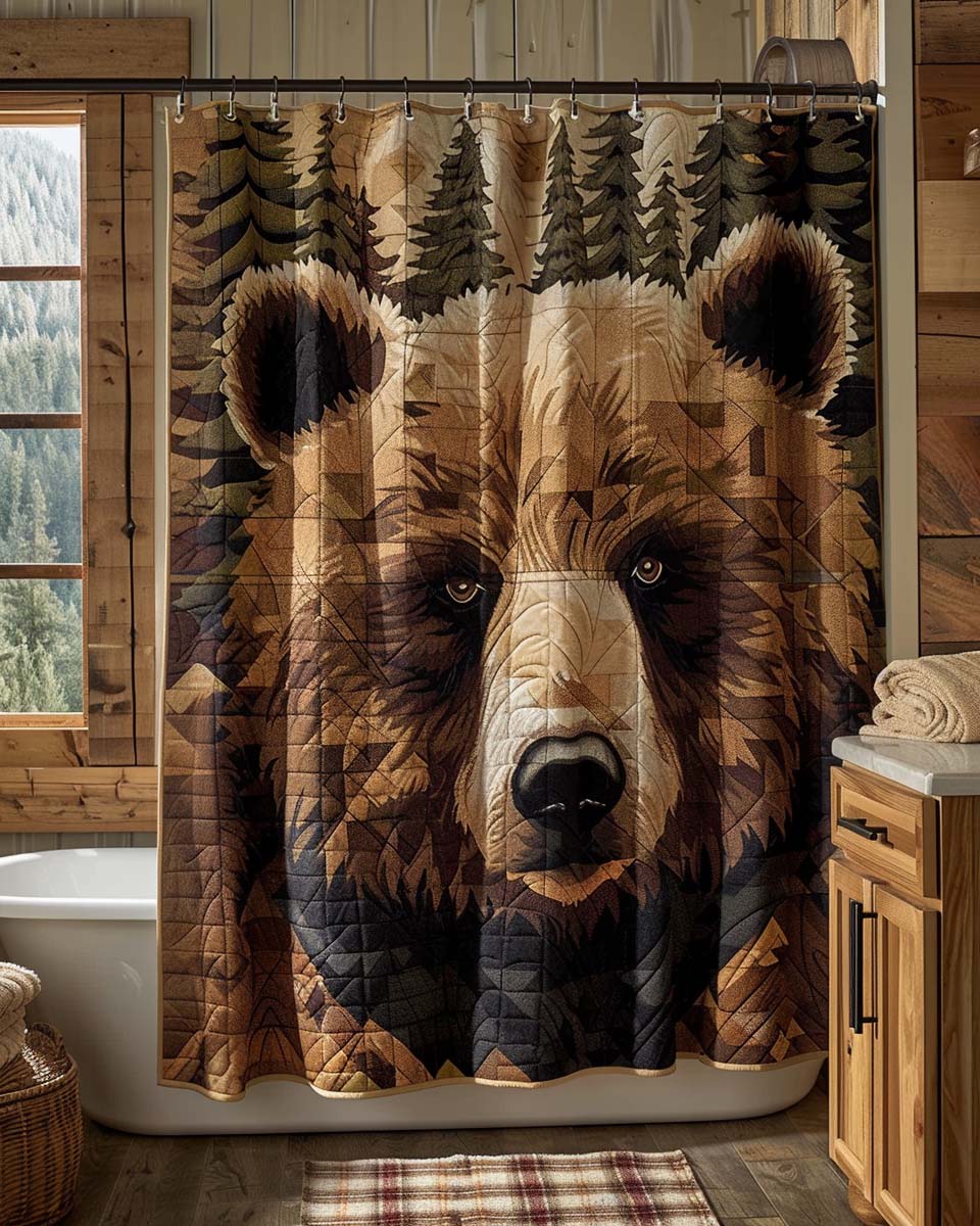 Lodge Bear Portrait Shower Curtain NCU0DQQ0415