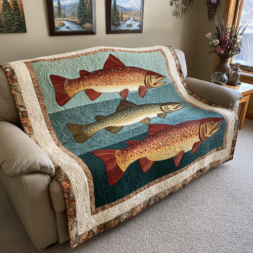 Lodge Fish Panels Quilted Blanket NCU0LDH825