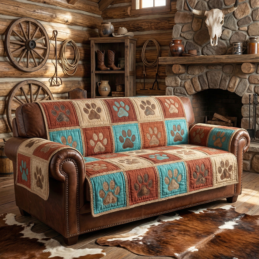 Lodge Pawprint Haven Quilted Sofa Cover NCU0PTT3029